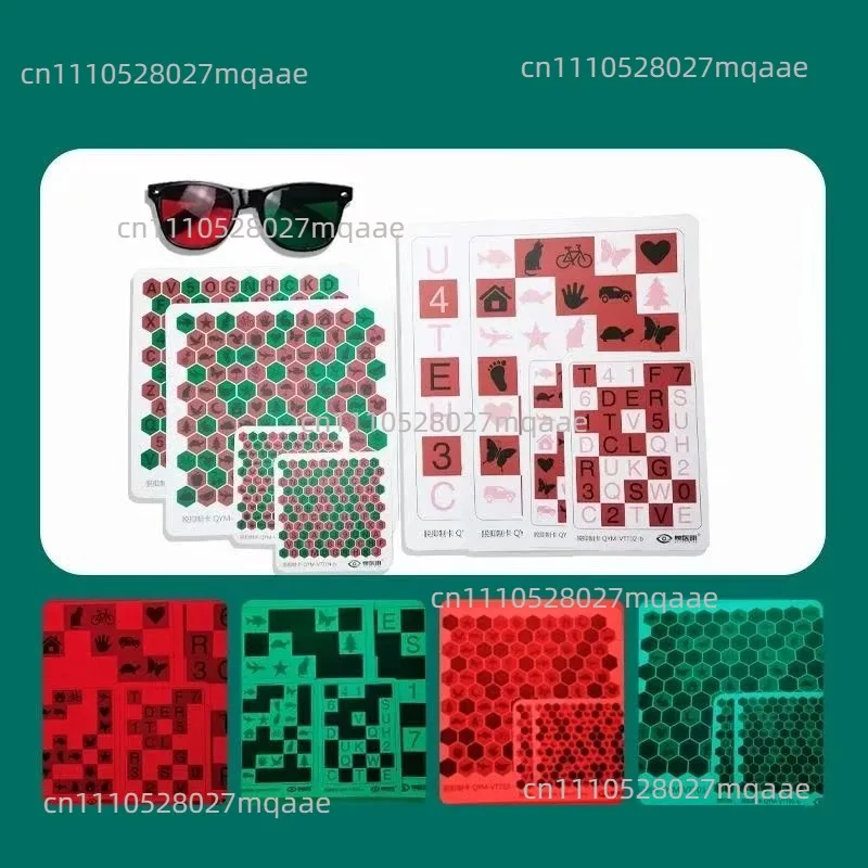 8Pcs Anti-Suppression Letter VT Chart Trainer Vision Training Tools for Child Amblyopia Myopia with Red Green Glasses