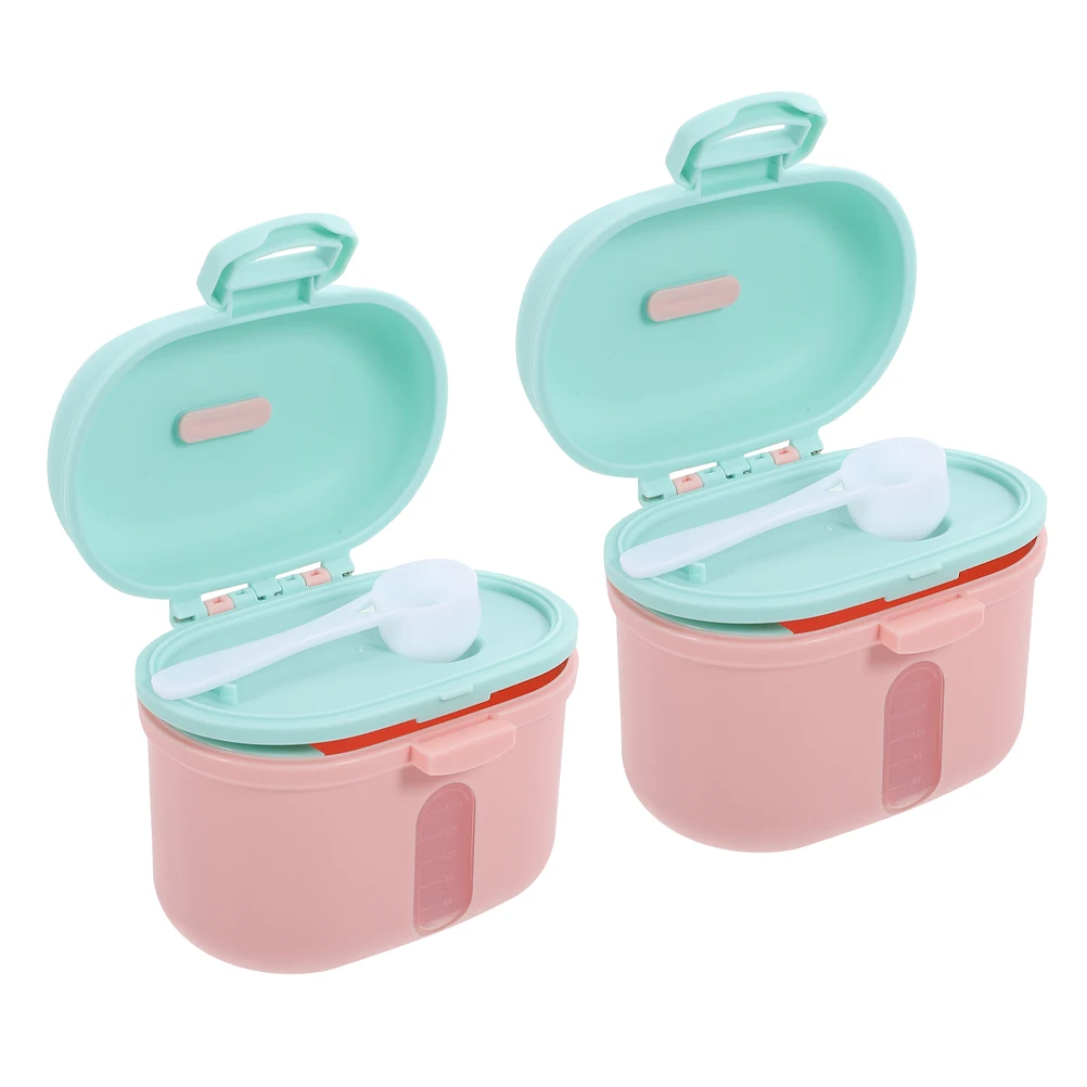 

2 Pcs Portable Powder Storage Canister Airtight Formula Dispenser Travel Holder Baby Compact Container