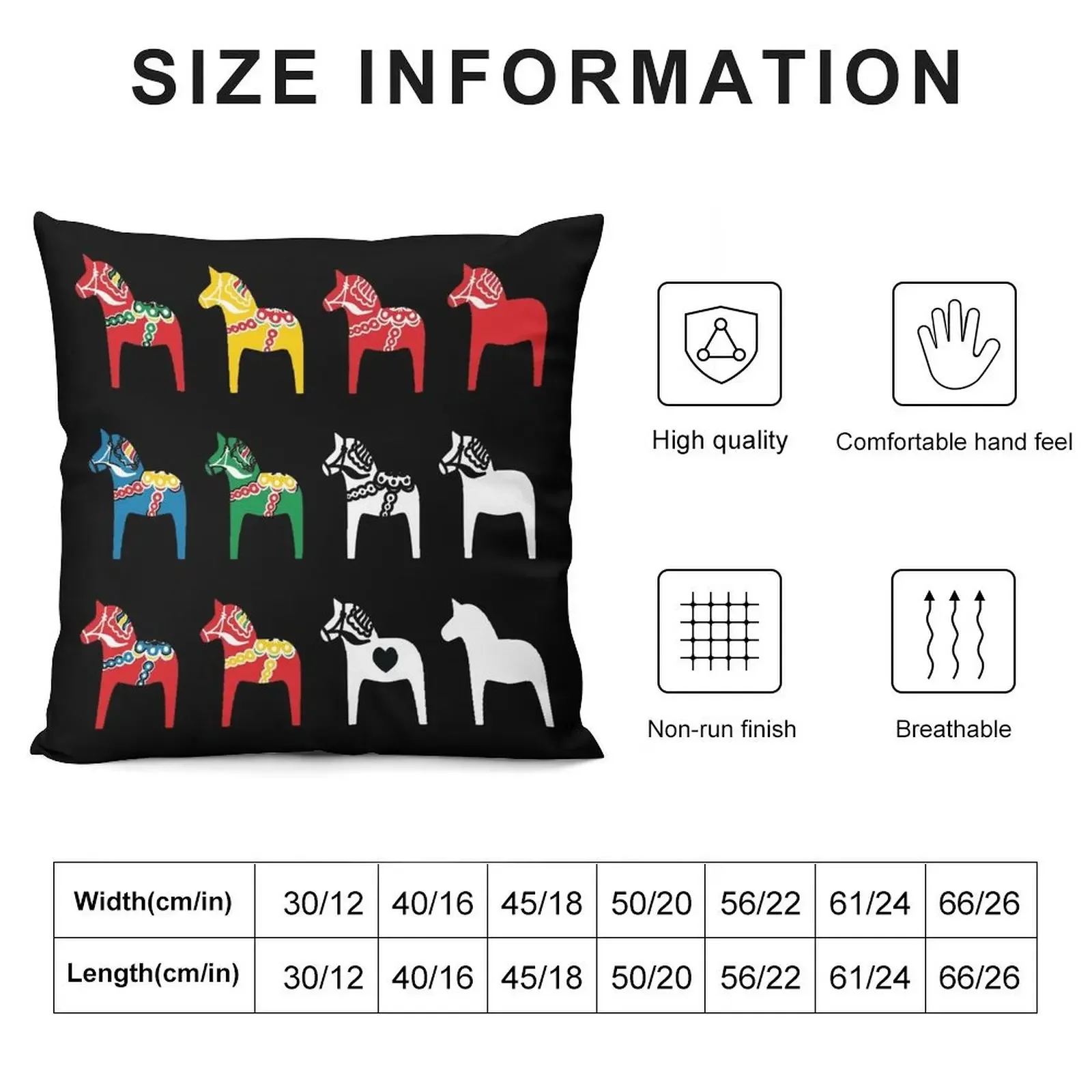 Dala Horses Dalarna Sweden Horse Dalecarlian Swedish Colorful Throw Pillow Marble Cushion Cover Christmas Pillows pillow