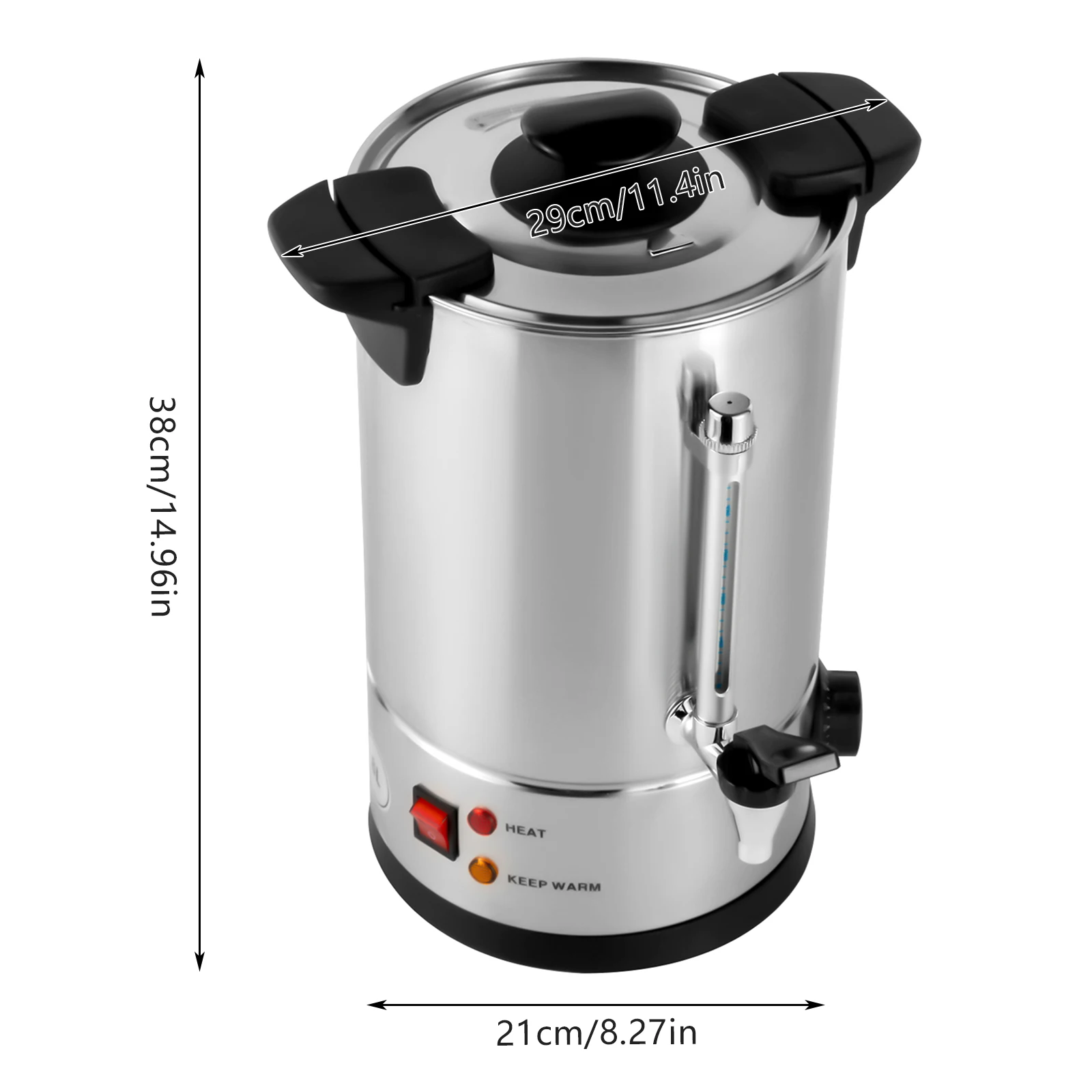 8L/2.11Gal Stainless Steel Coffee Urn – 304 Inner Tank – 950W – Auto Brewing – Adjustable Temp 30-110 ° C – for Party Office – Silver