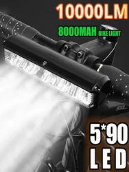 15000LM Bicycle Light Super Bright Mountain Bike Night Riding Front Lighting USB Flashlight Power Bank Riding Headlight Equipmen