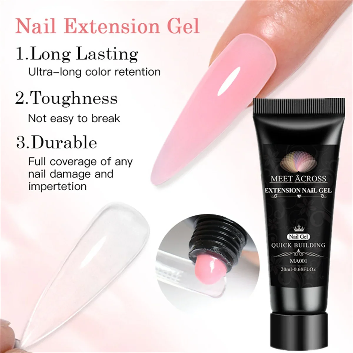 5pcs Acrylic UV Gel Extension Nail Gel Kit Clear Pink Color Fast Building Gel Nail Polish All For Manicure Nail Art Design DIY