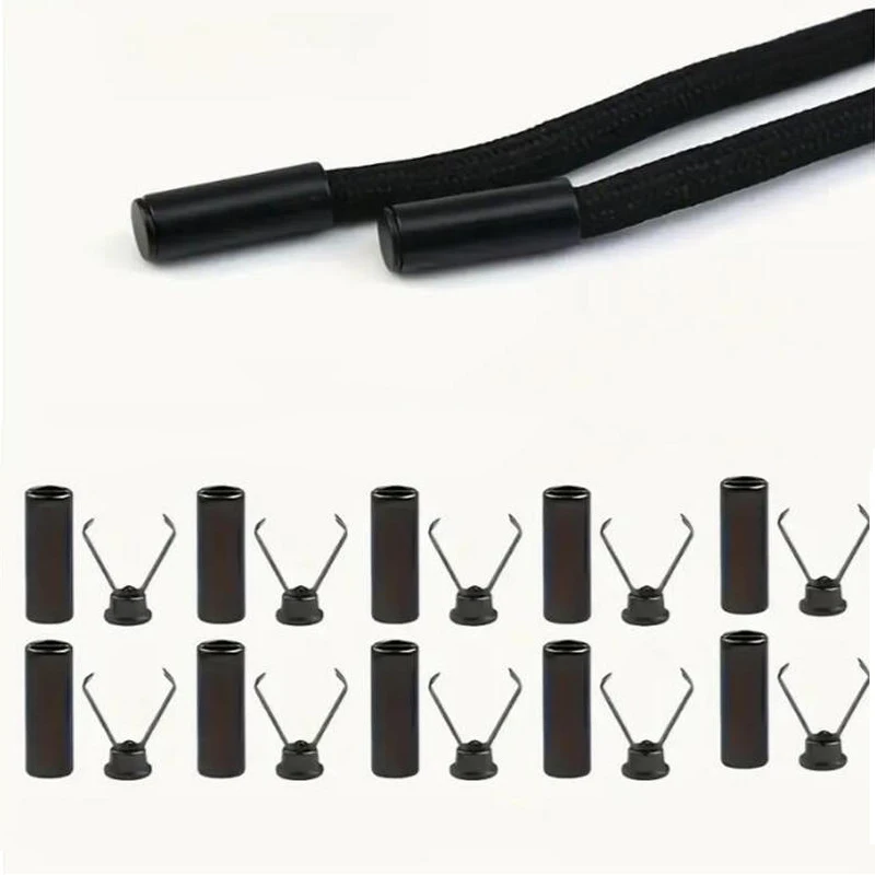 20 Sets Metal Rope Ends Stopper Button Cord End Lock Cap Hanging Bell Buckle DIY Bag Shoes Garment Lanyard Accessories