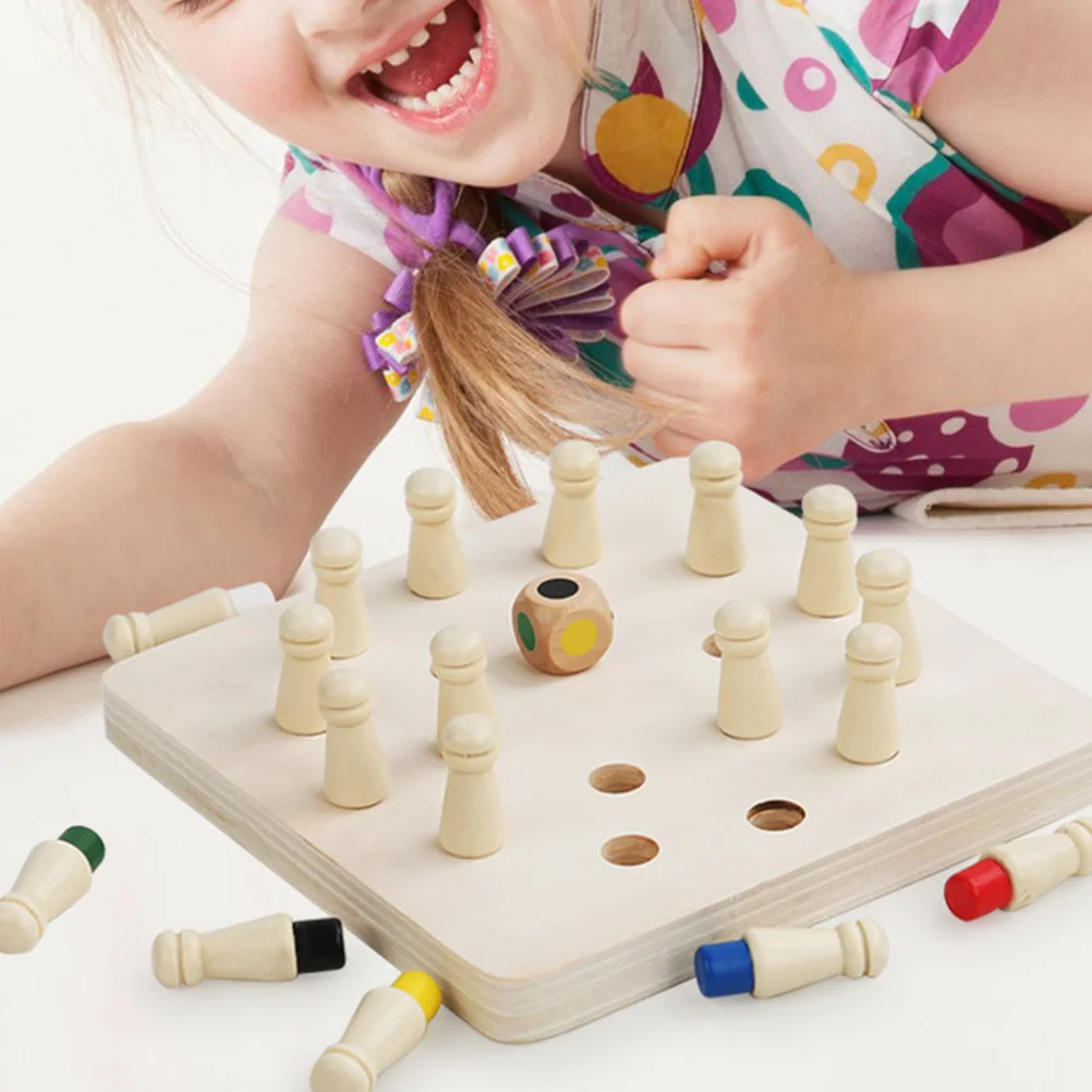 1Set Speicher Schach Holz Spiel für Kinder Frühe Bildung Brettspiel Verbesserung Speicher Konzentration Kleinkind Passenden Spielzeug