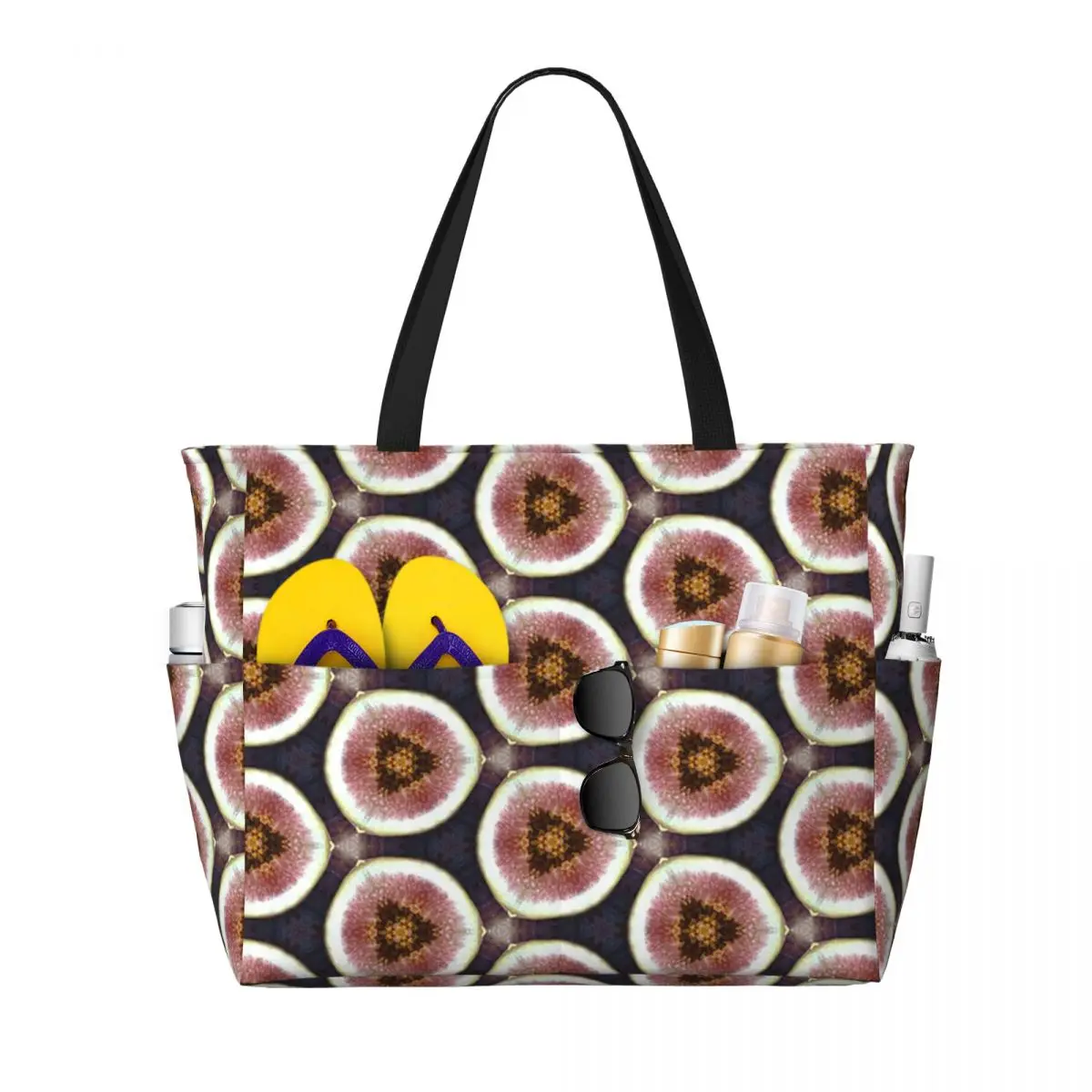 

Fig Geometric Pattern Beach Tote Bag Sport Gym Yoga Duffle Large Tote Bag Women Travel Bag Fitness bag