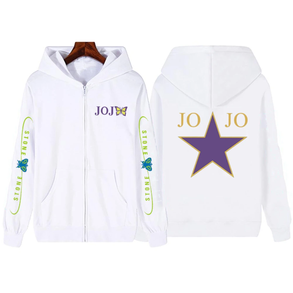 JOJO's Bizarre Adventure Graphic Print Zipper Hoodie Women Men Fashion Casual Oversized Jacket Fleece Long Sleeve Sweatshirts