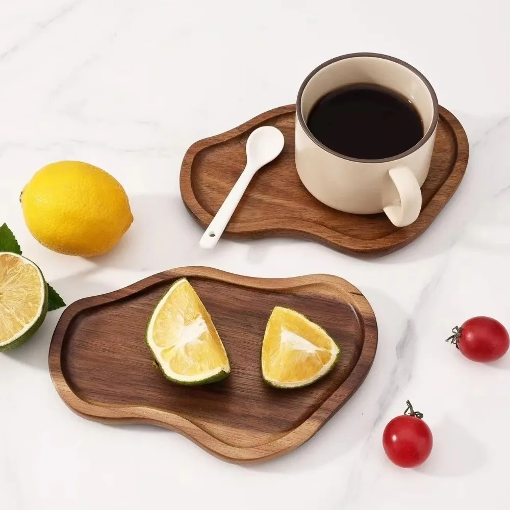 Modern Heat Resistant Acacia Wood Tray Peanut Shaped Decorative Design Serving Platter Japanese Style Wooden Plate for Home Use