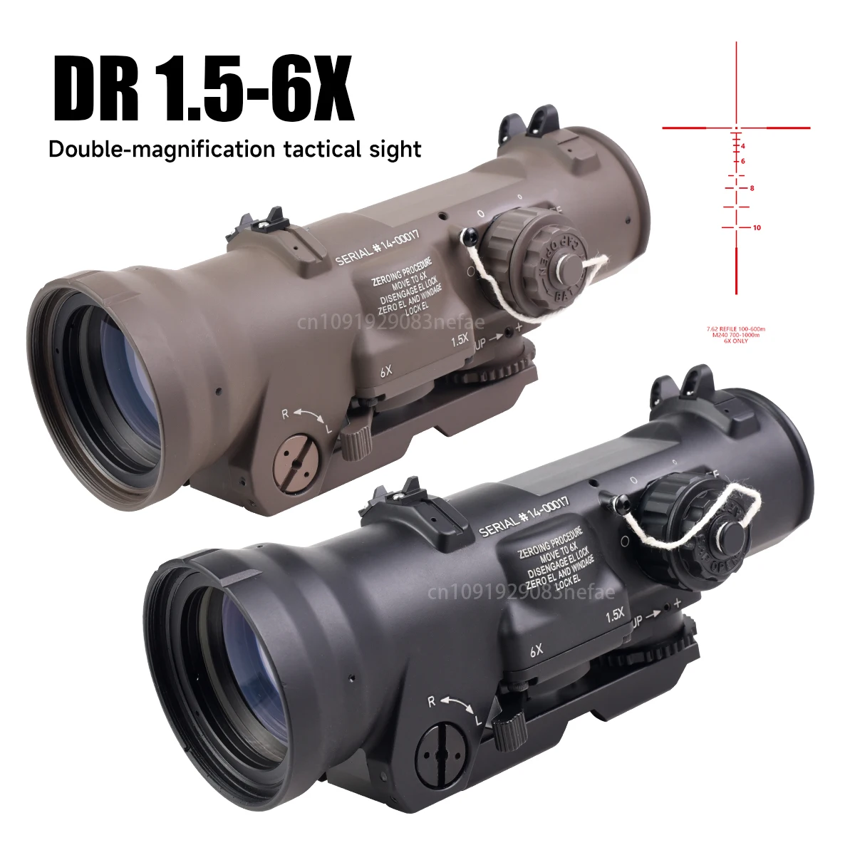 

Оригинальный прицел DR 1.5-6X с фиксированным двойным полем зрения, красной сеткой и оптической подсветкой CX5456, коллиматор 7.62NATO для 20-мм крепления на прицел.