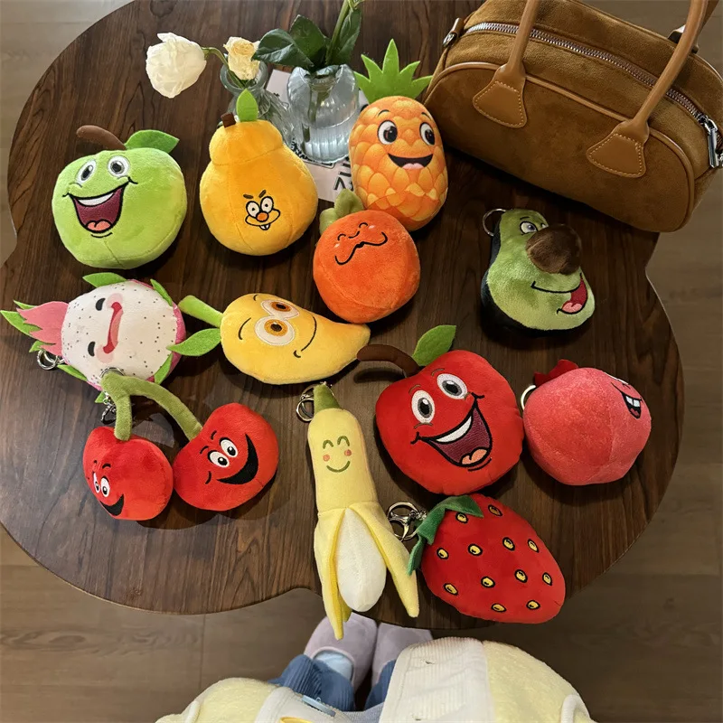 Cute Fruit Plush Toys Kawaii Soft Stuffed Plushies Toy Apple Orange Avocado Banana Mango Keychain Backpack Pendant Kids Gifts