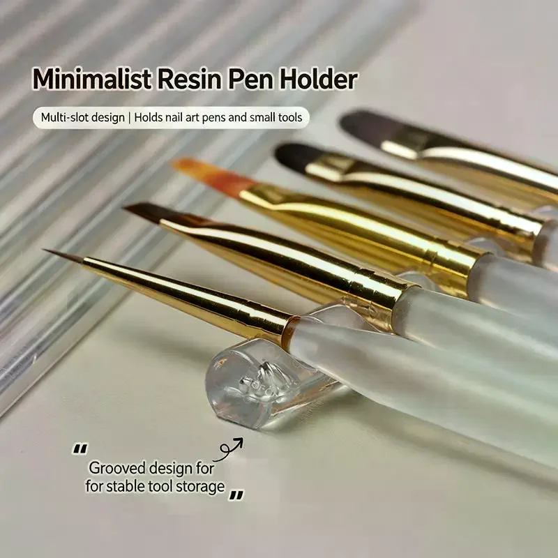 5Pcs 5-Slot Plastic Nail Brush Holder Multi-Function Stand For Pen Display Makeup Brush Storage for Home Manicure Use