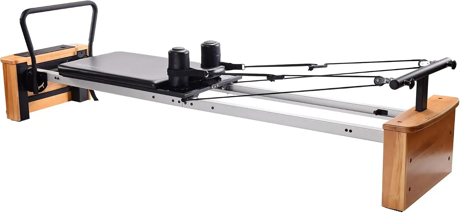 Stamina Products Board Reformer with Oak Wood Base – Studio Grade for Home Use with Cardio Rebounder, Adjustable Foot Bar, 4 Res