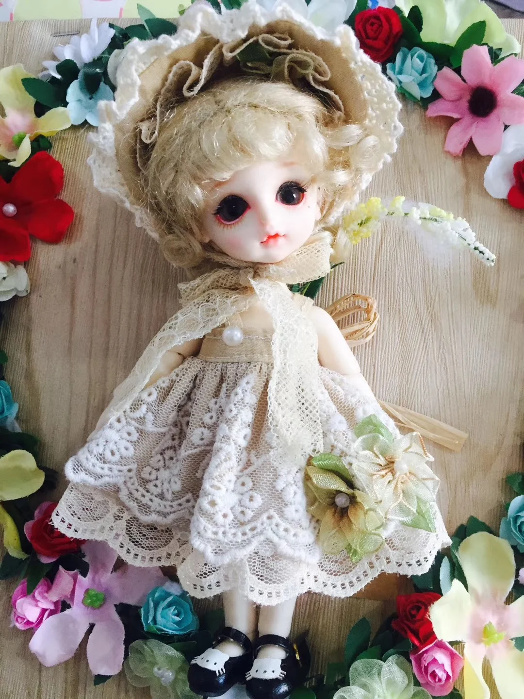 Blythe 、1/6 30cm holala ob11 Bjd doll Vintage double  dress (Fit for Pullip,Ob24,,Azone,Licca,ICY, JerryB, 1/6 Doll Accessories）