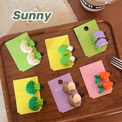 Carrot Simulated Food Hair Clip Funny Broccoli Vegetable Fake Food Hairpin Headwear Duckbill Clip Girls