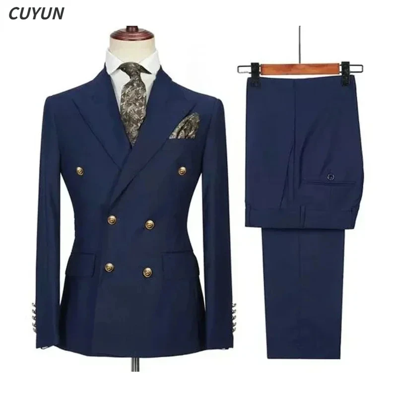 Suits For Men 2 Pieces Set Luxury Elegant Wedding Blazers Closure Collar Party Classic Full Jackets Pants Without Accessories