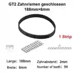 1PCS 3D Printer Parts GT2 6mm Closed Loop Rubber Timing Belt 162 164 166 168 170 172 174 176 178 180 182 184 186 188 190mm 2GT