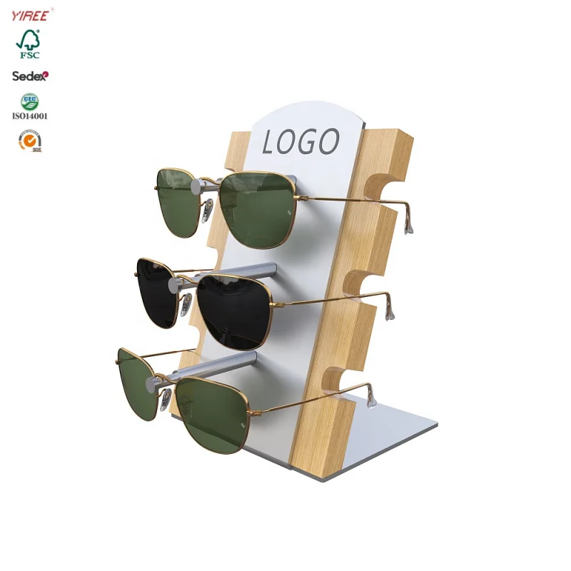 Custom. eyeglasses factory sell logo optical shop iron frame sunglasses table eyewear display stand wood counter