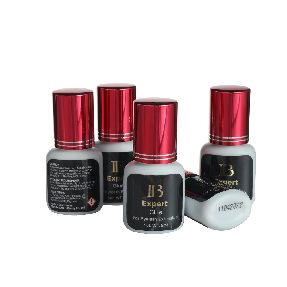 Eu beleza ib expert cola 1-2s seco rápido original coreia extensões de cílios cola 5ml novo tampão de metal adesivo rótulo privado aceitar