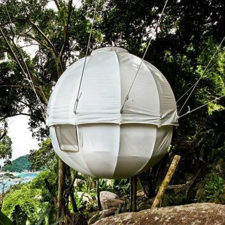 3M Luxury Waterproof PVC Geodesic Dome Tent Hanging Tree House Design for Outdoor Camping & Hotel Use