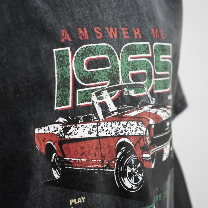Short sleeved T-shirt men's summer 2025 American retro racing culture print loose casual nostalgic trend top