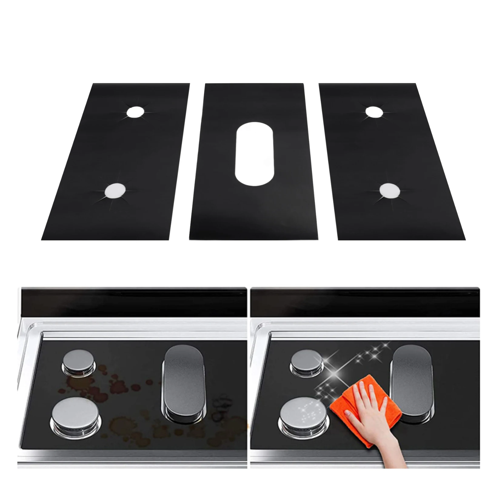 5-Hole Gas Stove Pad Protective Cover Anti-Oil Stovetop Burner Cooker Protective Mat Reusable Furnace Gas Cooker Protectors