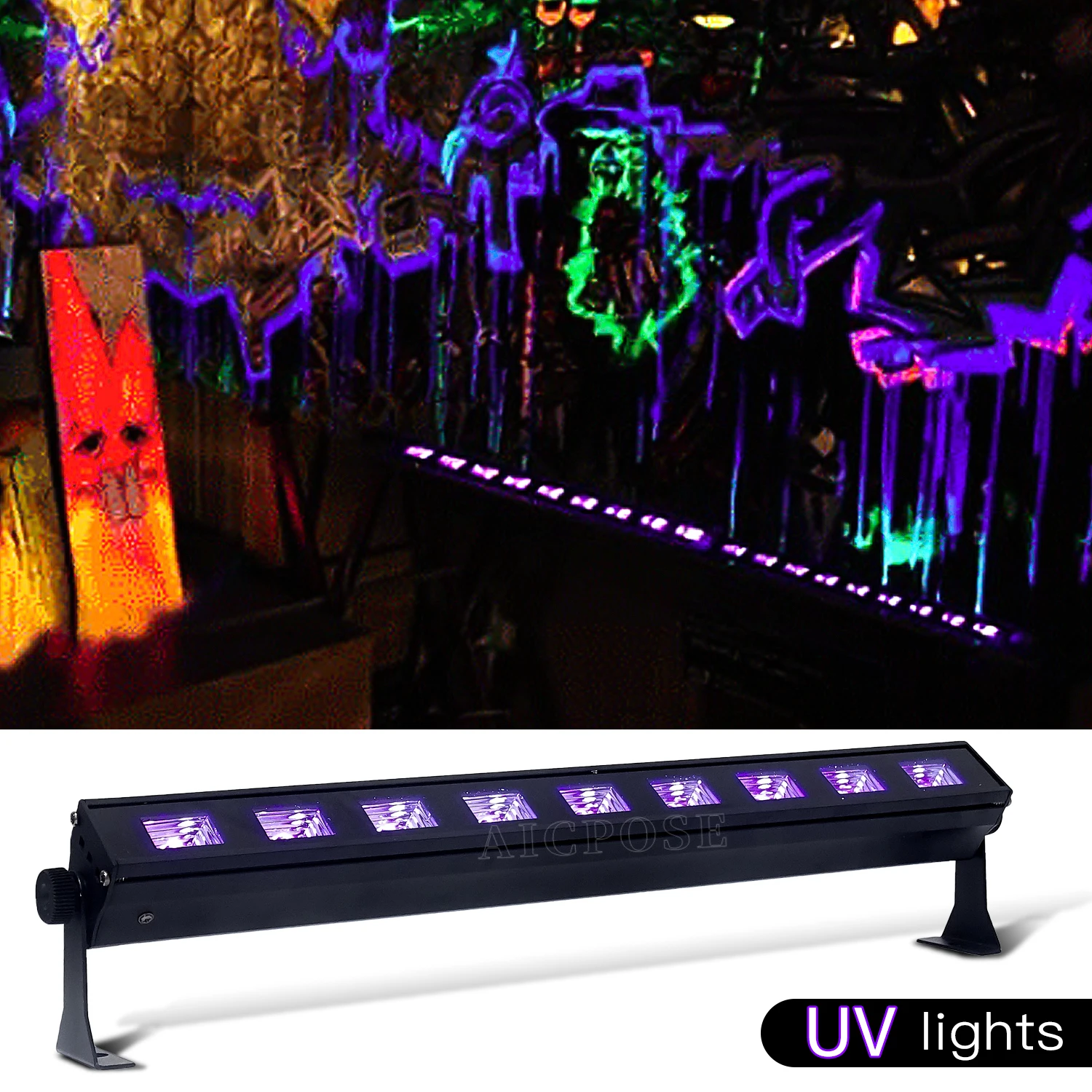 10Pcs/Lots 9x3W/18x3W UV Light LED Strip Light Bar Wall Washer Party Christmas Stage DJ Disco Purple Wall Lamp