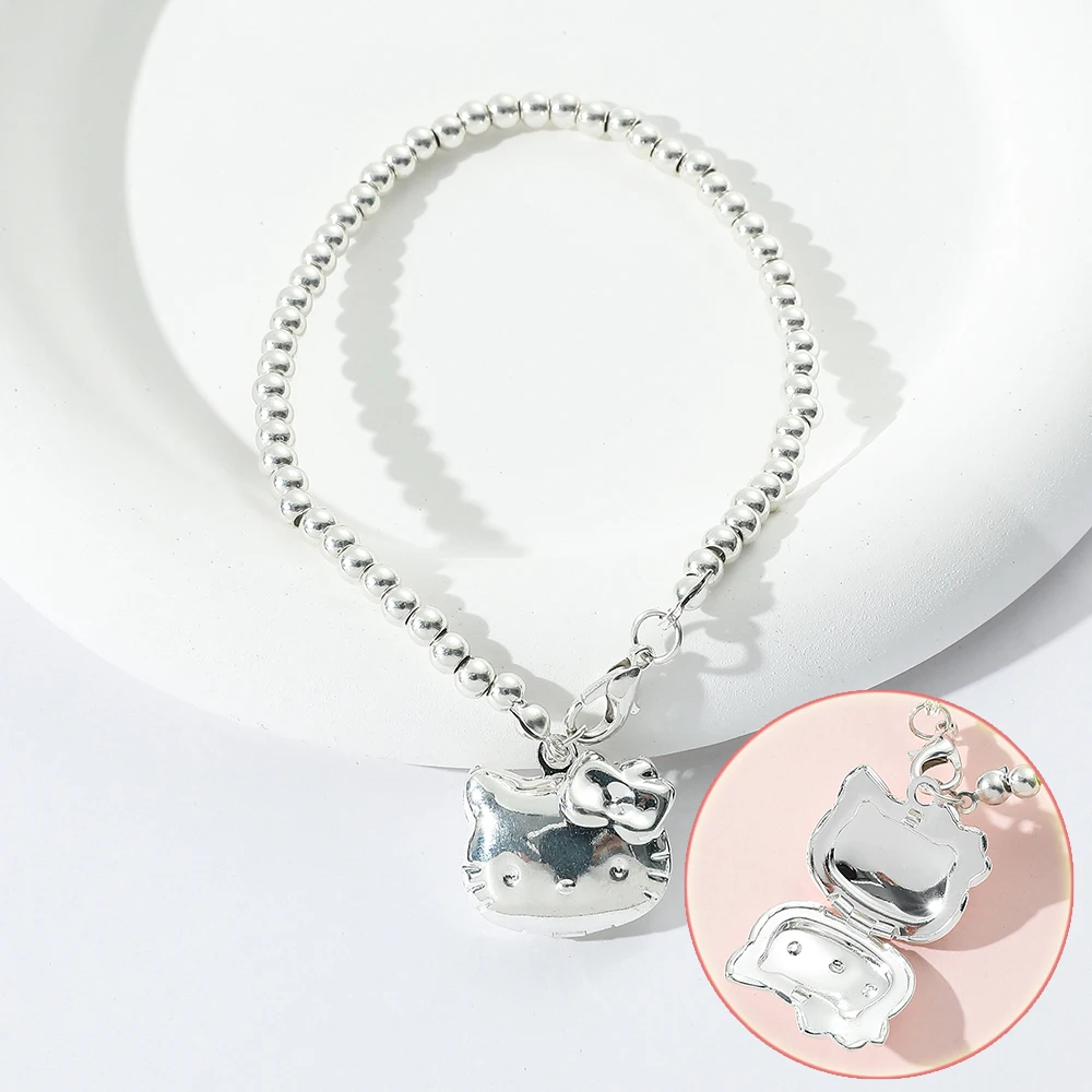 Sanrio Hello Kitty Bracelet Kids Silver Plating Alloy Kt Cat Hello Kitty Bracelet Women Birthday Gift