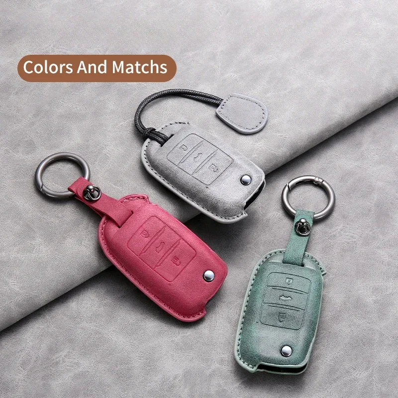 

Leather Car Key Cover Car Key Case For Changan CS75 Eado CS35 Raeton CS15 V3 V5 V7 Car Key Case Protective Cover Shell Keychain