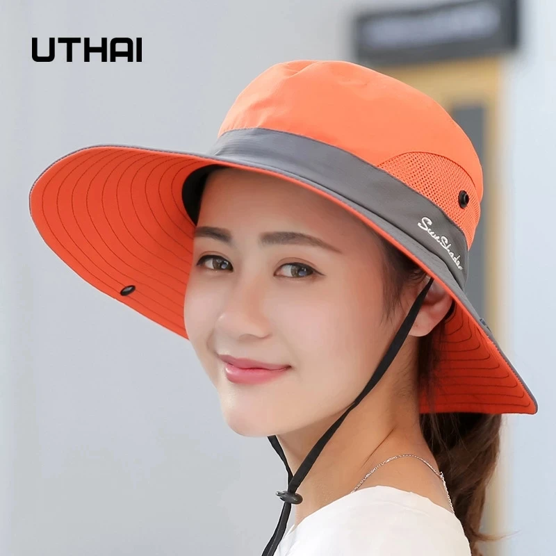 K106 For women\'s fisherman hat panama fashion sun hat breathable fisherman protection hat ponytail hat summer hat beach sun hat