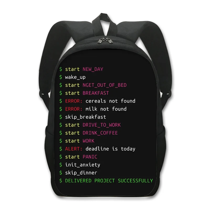 DEVOPS 남녀공용 코딩 프로그래밍 배낭, 재미있는 배낭, Devops 컴퓨터 너드 긱 프로그래머 배낭, 어린이 학교 가방