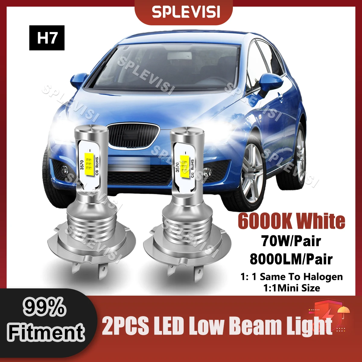 

Replace Car LED Headlight H7 Low Beam Bulbs HID White CSP Chips For Seat Leon 1M1 1999-2006 For Seat Leon MK2 2005-2012