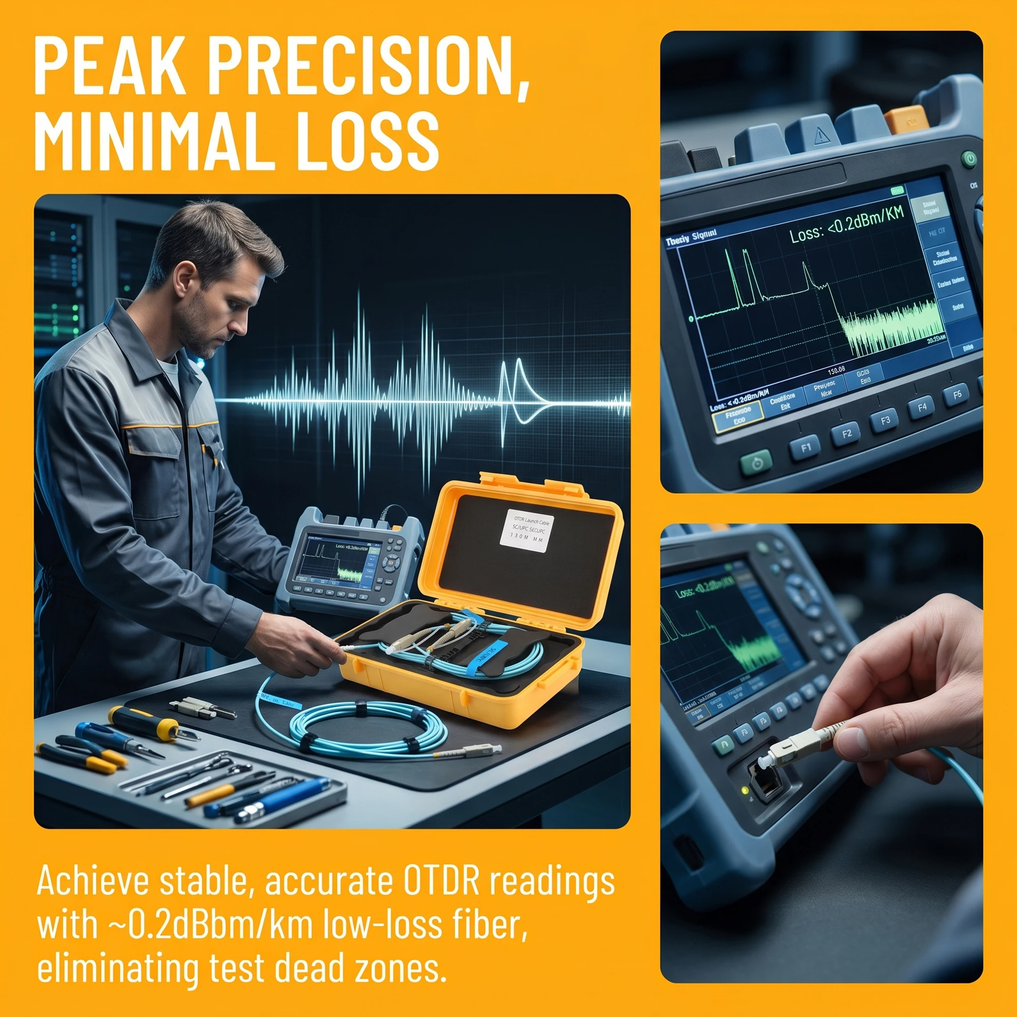 

OTDR Launch Cable Test Tool OM2 Fiber Optic Cable Test Box OTDR Dead Zone Blind Zone Eliminator Multimode UPC 850nm