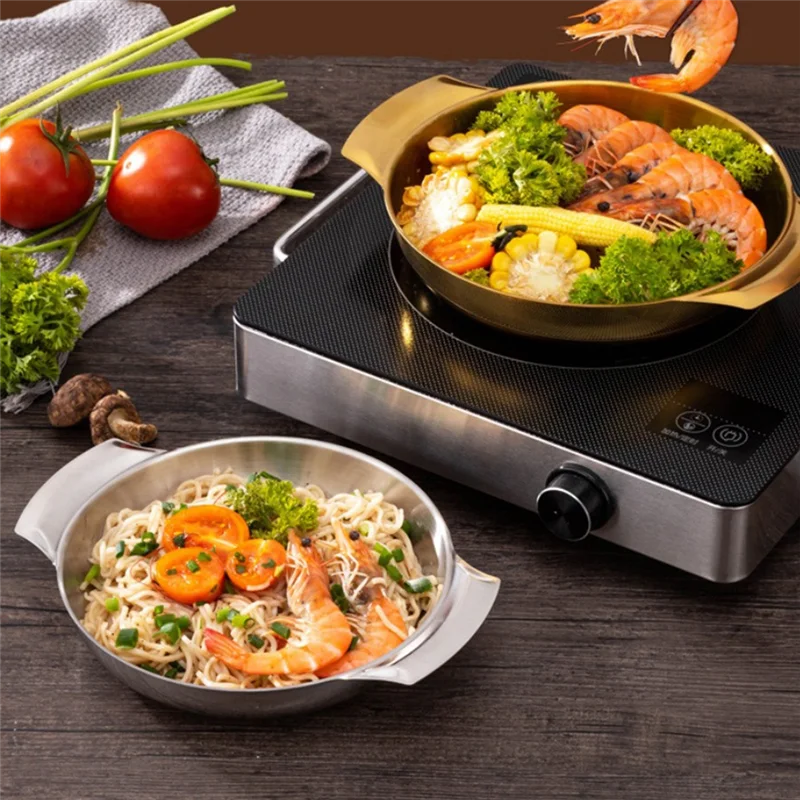 

AD30-2Pcs Binaural Ramen Pots Siamese Instant Noodle Pots Cooking Accessories Dish Noodles Container Hot Bowls Parties Pan Durab