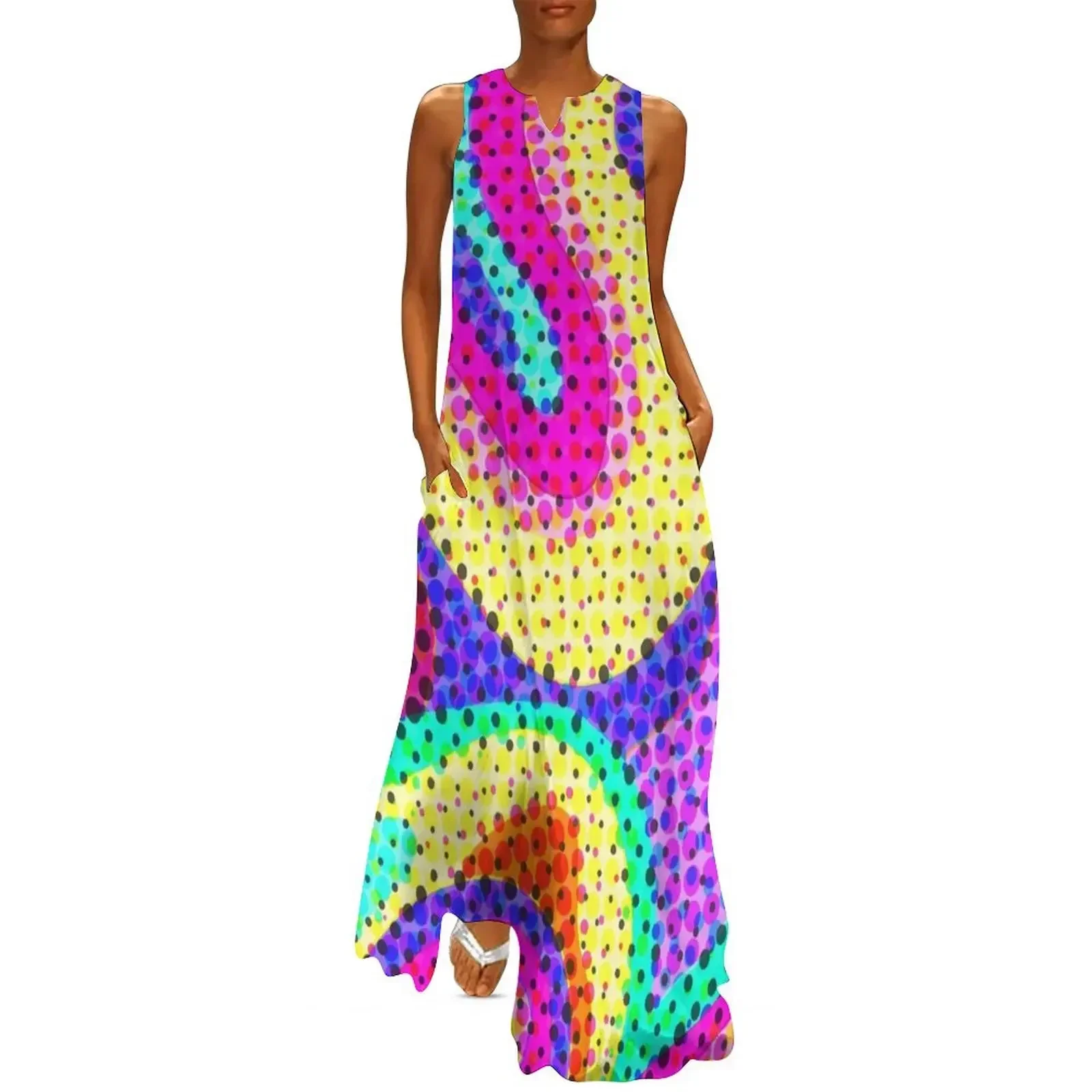 

70s liquid pattern Long Dress Clothing dress summer 2025 women women party dresses evening dress women