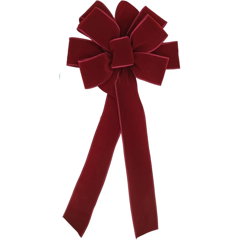 

Pipila's Design 6-Pack, Regal Christmas Collection Bow, 2.3” Wide Burgundy Velvet Ribbon, Burgundy Wired Edge