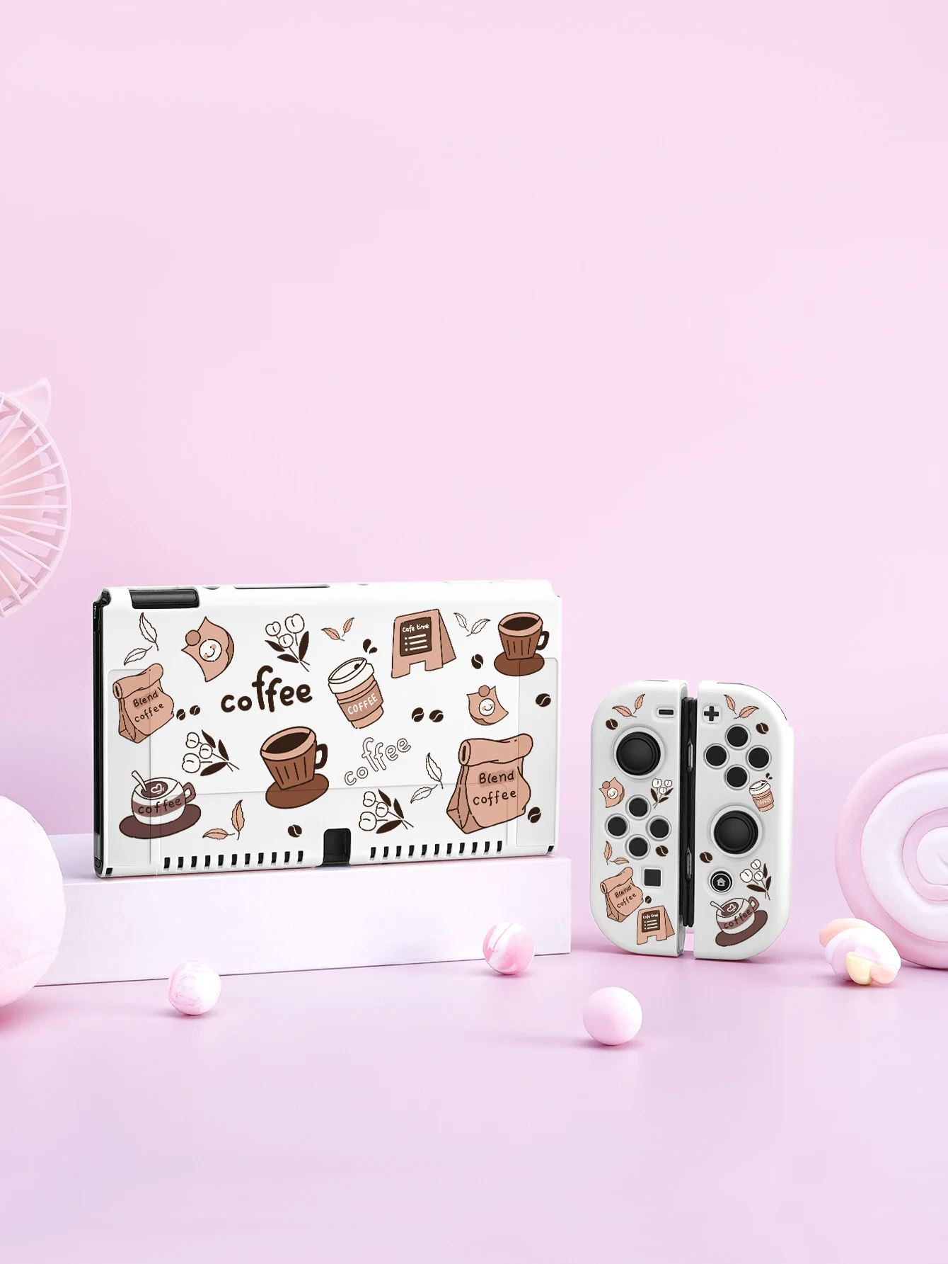 Coffee element Case for Nintendo Switch OLED, NS Game Accessories,Handheld Separable Shell for NS Joycon, Switch Cover