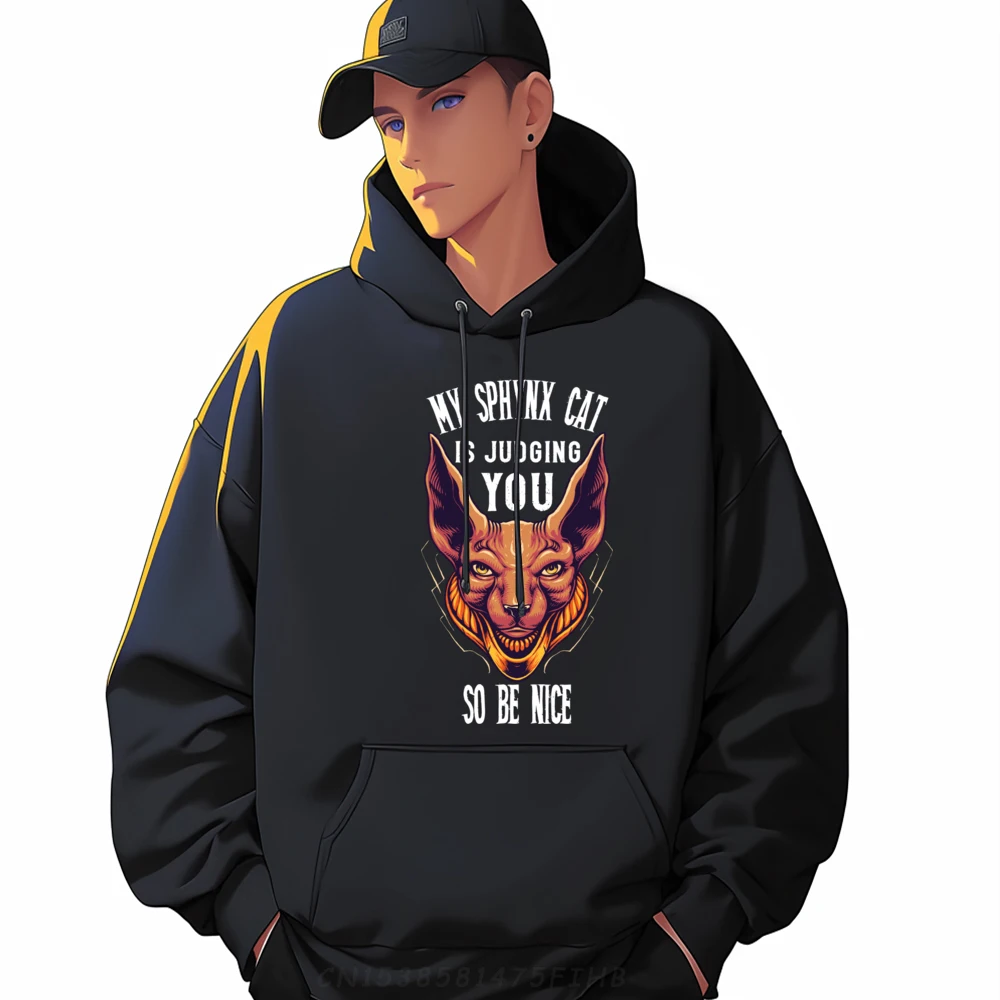 My Sphynx Cat Is Judging You So Bee Nice Sphynx Cat 3xl Men Clothing Eco-Friendly And Healthy Men's Sweatshirts Birthday