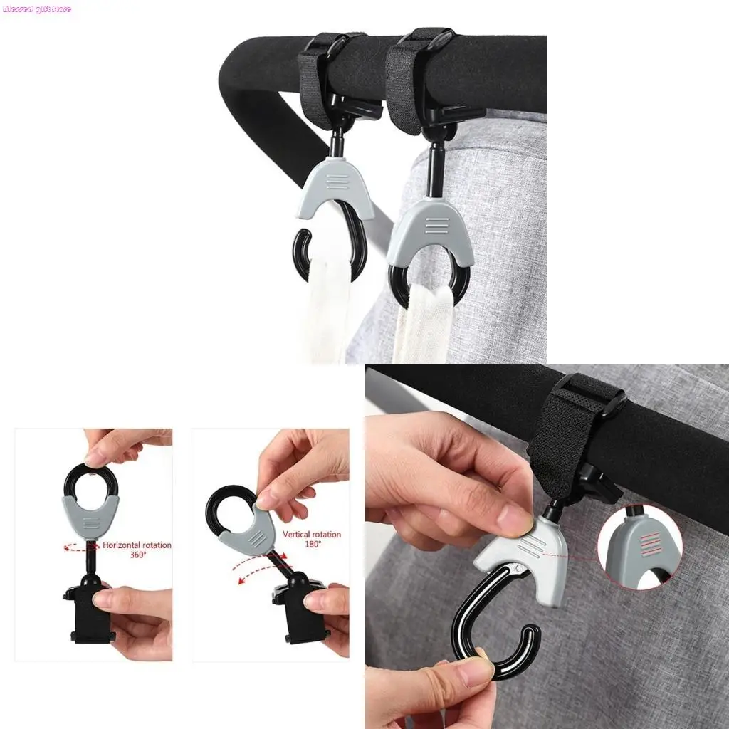 

D0JC крючки для детской коляски, подлокотник, вращающиеся подвесные крючки, аксессуары для коляски