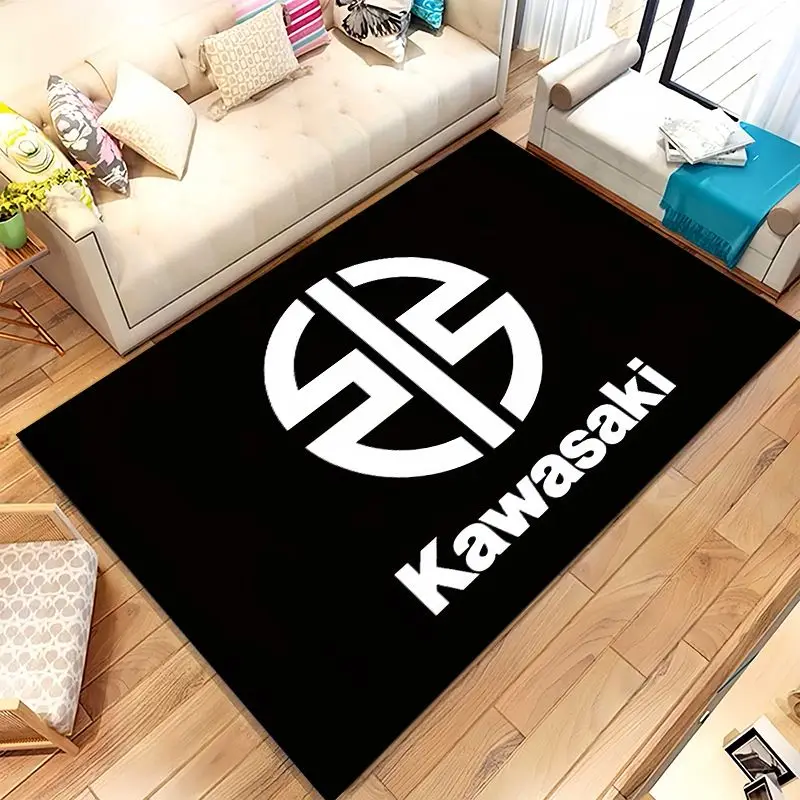 Retro K-Kawasaki Racing Biker Garage Moto Soft Non-Slip Area Rug for Living Room,Bedroom Playroom Carpet Mat for Sofa,Home Decor