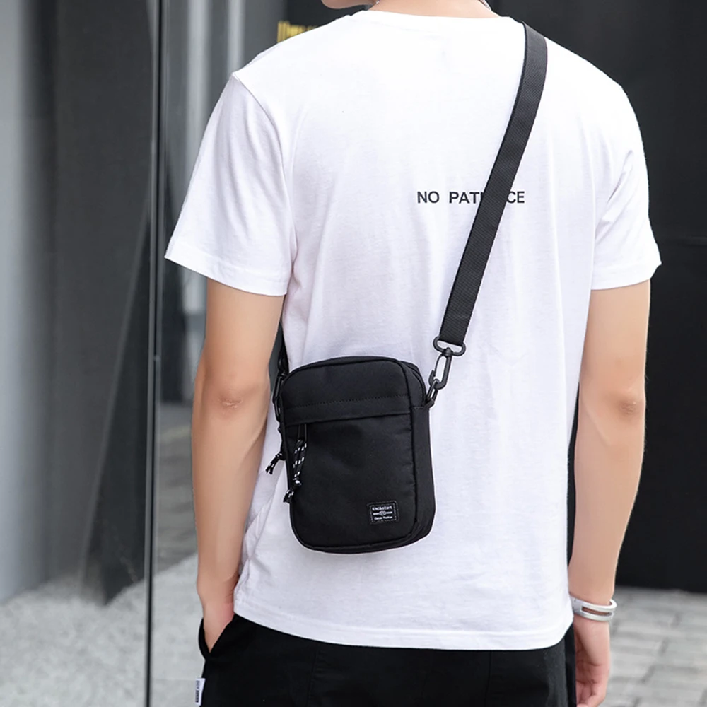 Crossbody Casual Bag n Small Messenger Bag with Side Pockets Zipper Closure Gift for Boys Men