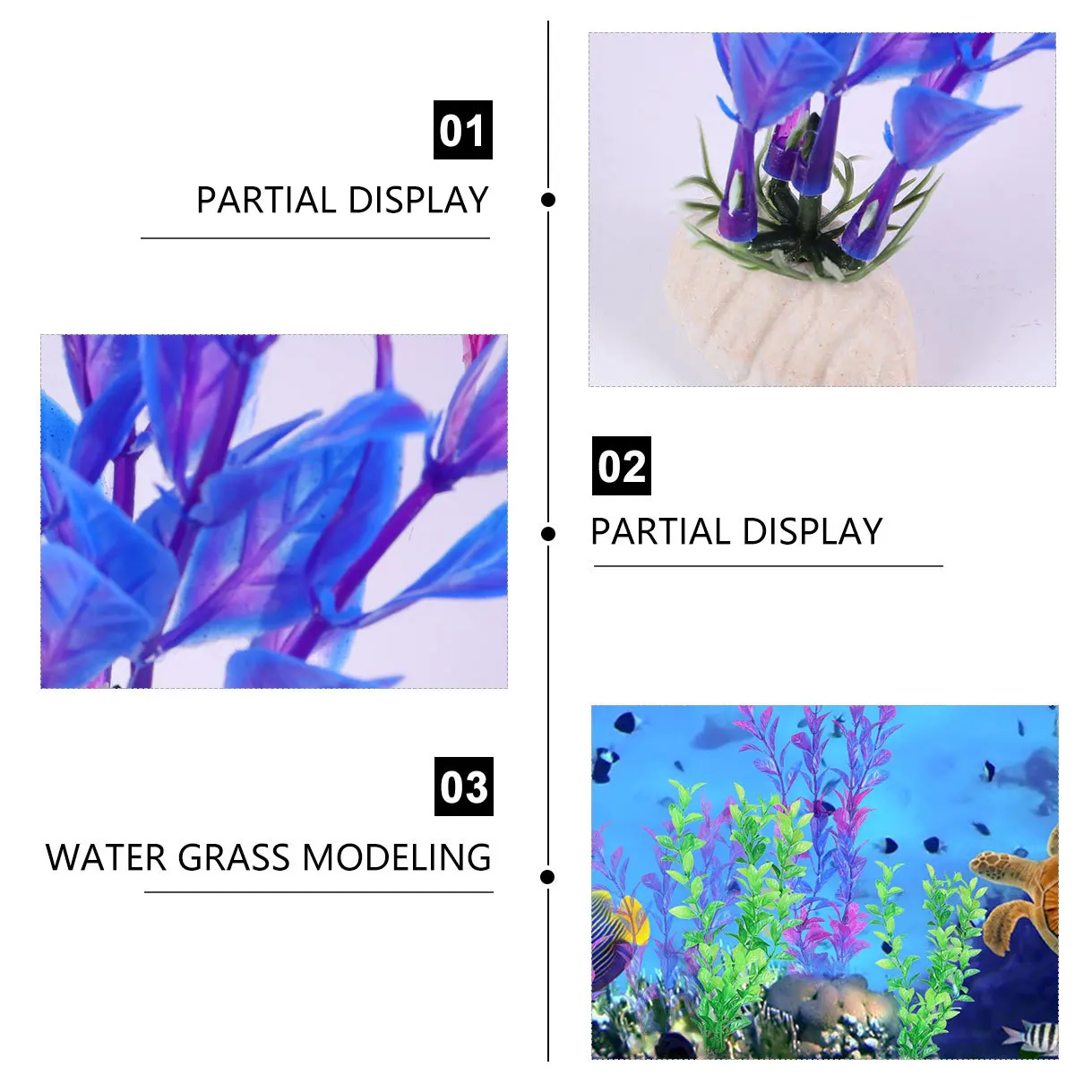 

10Pcs Aquarium Fish Tank Artificial Aquatic Plants Simulation Set Colorful Plastic Fake Water Grass Decoration for Fish Tank