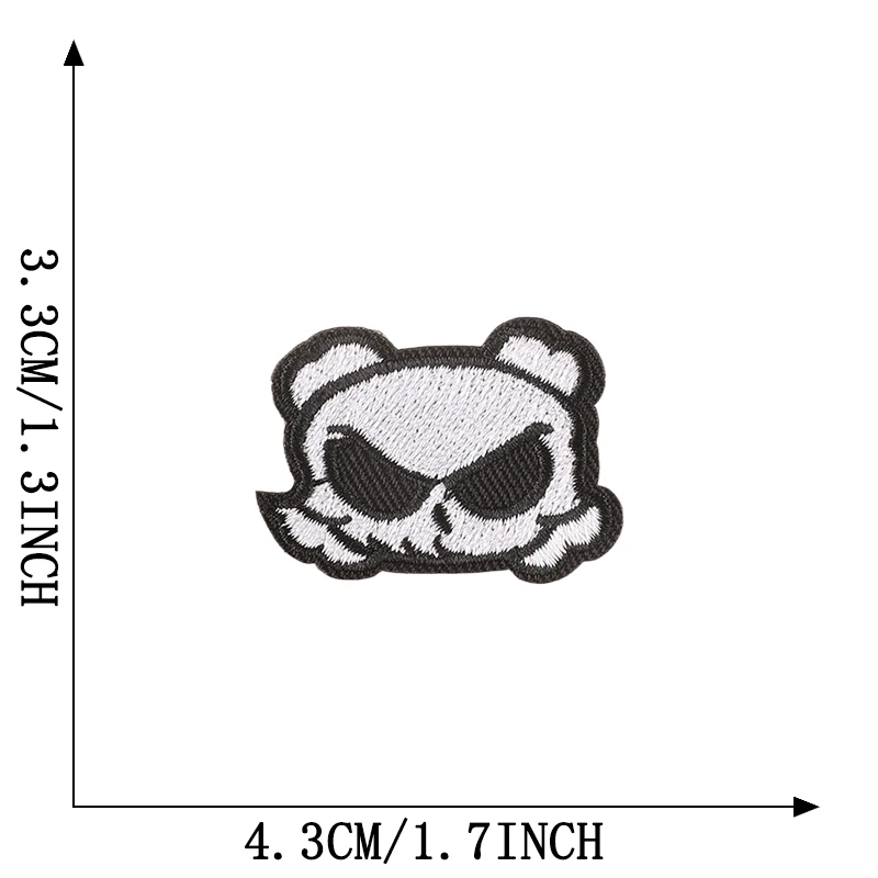 Schwarz-weißer Totenkopf zum Aufbügeln, Rock für Kleidung, bestickt, Mochila-Hut, zum Aufnähen, Patches, Punk-Stoff, Diy, Nas Vendki, Jacken-Aufkleber – Detail 2
