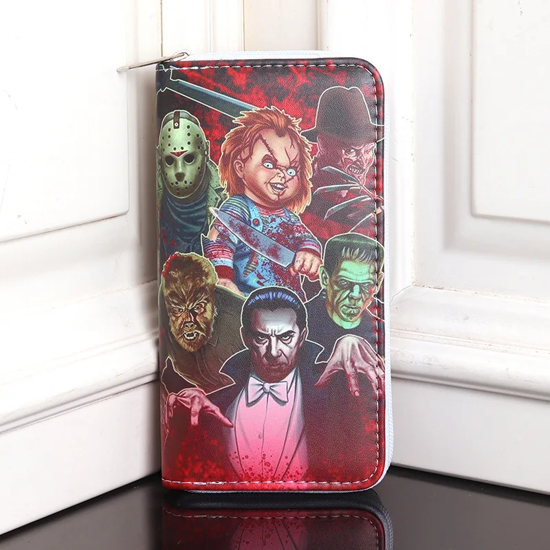 Anime Chucky PU Leather Multi-Layer Wallets Good Guys Cartoon Cosplay Clown Wallet Coin Bag Zipper Purse Gift