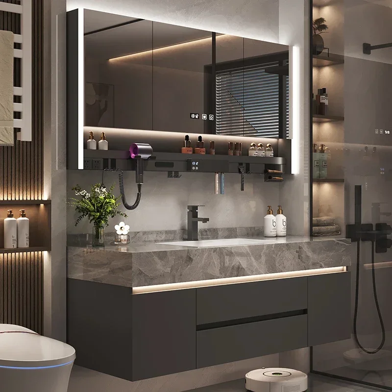 Luxury Bathroom Cabinets Ceramic Slab Washbasin Vintage Drawer Bathroom Cabinets Storage Mirrors Mobili Per La Casa Furniture