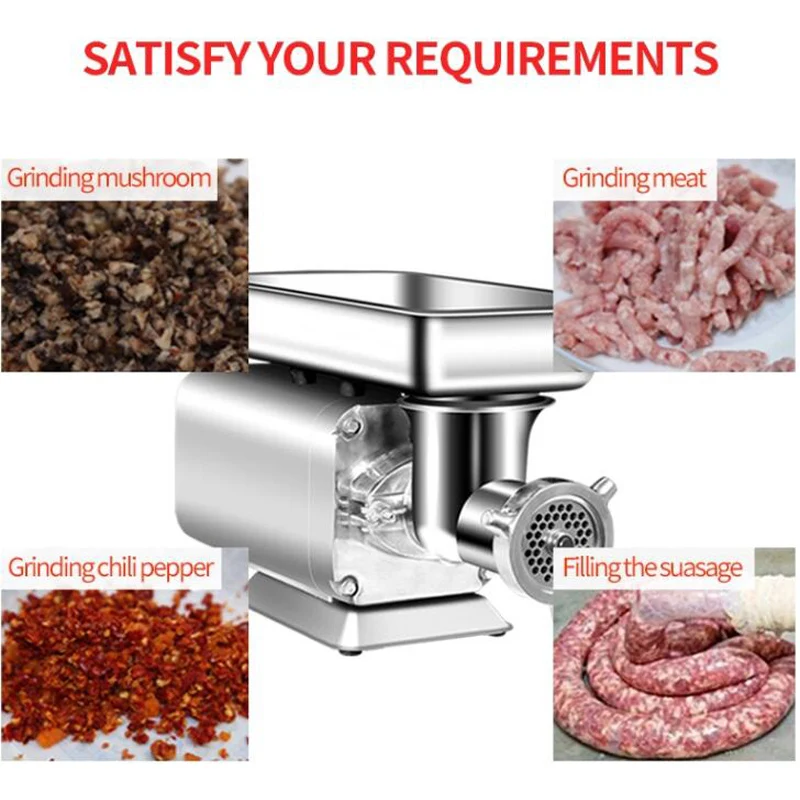 Electric Meat Mincer Machine Home Multifunction Slicer Meat Grinder Commercial Stainless Steel Sausage Maker Stuffer