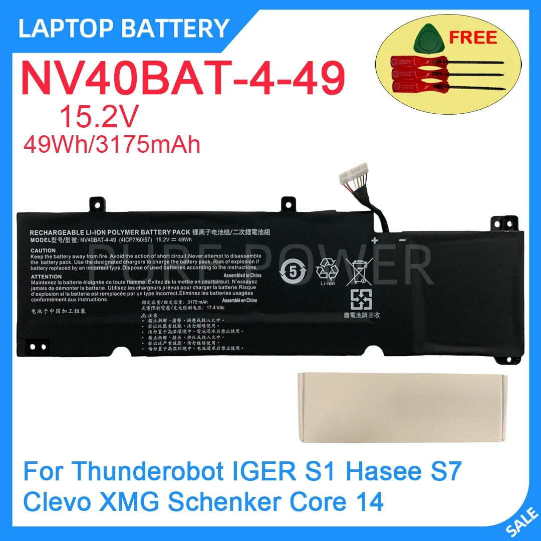 New Laptop Battery NV40BAT-4-49 15.2V 49WH 3175mAh High Quality For Thunderobot IGER S1 Hasee S7 Clevo XMG Schenker Core 14
