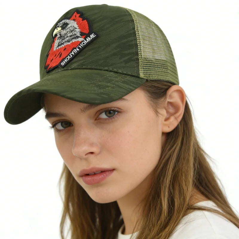 1 Atmungsaktive, sonnenschützende Baseballkappe mit Adler-Stickerei, personalisiertes Design, unisex, geeignet für den täglichen, lässigen Gebrauch im Freien, Sonnenschutz-Netzkappe, Geschenk für Feiertage. – Detail 6