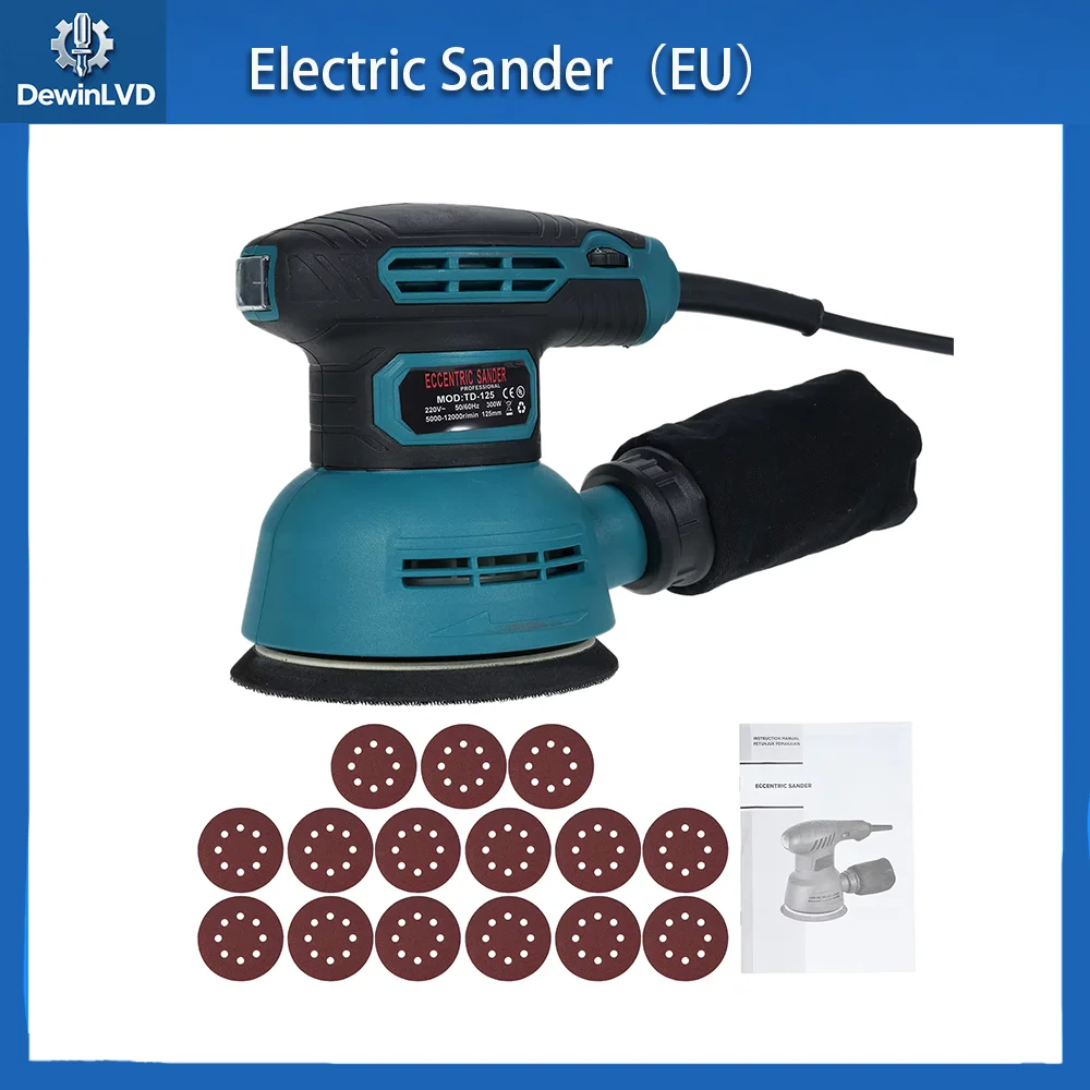 

DewinLVD 300W Electric Sander 6-Speed Polisher Grinder 12000RPM with Dust Collection 360 Rotary Sanding for Wood Metal Furniture