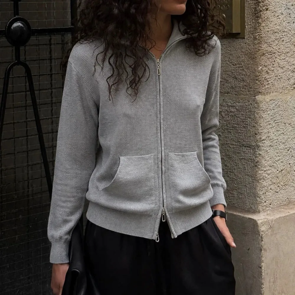 MsChuh Autumn Women's Clothing Solid Color Outerwears Cardigans Sweater All-match Loose Simple Style Comfortable Temperament