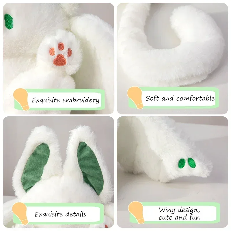 Cute Rabbit Plush Pillow Magical White Spirit Rabbit Toy Kawaii Doll for Bedroom Creative Bat Plushie Pillow Birthday Gift 쿠션