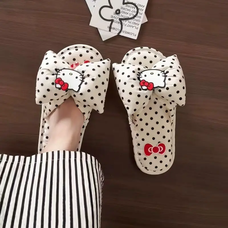 

Сексуальная обувь Sanrio Hello Kitty, летняя обувь Y2K, домашняя обувь с мягкой подошвой, противоскользящая обувь с открытым носком, повседневные удобные домашние тапочки